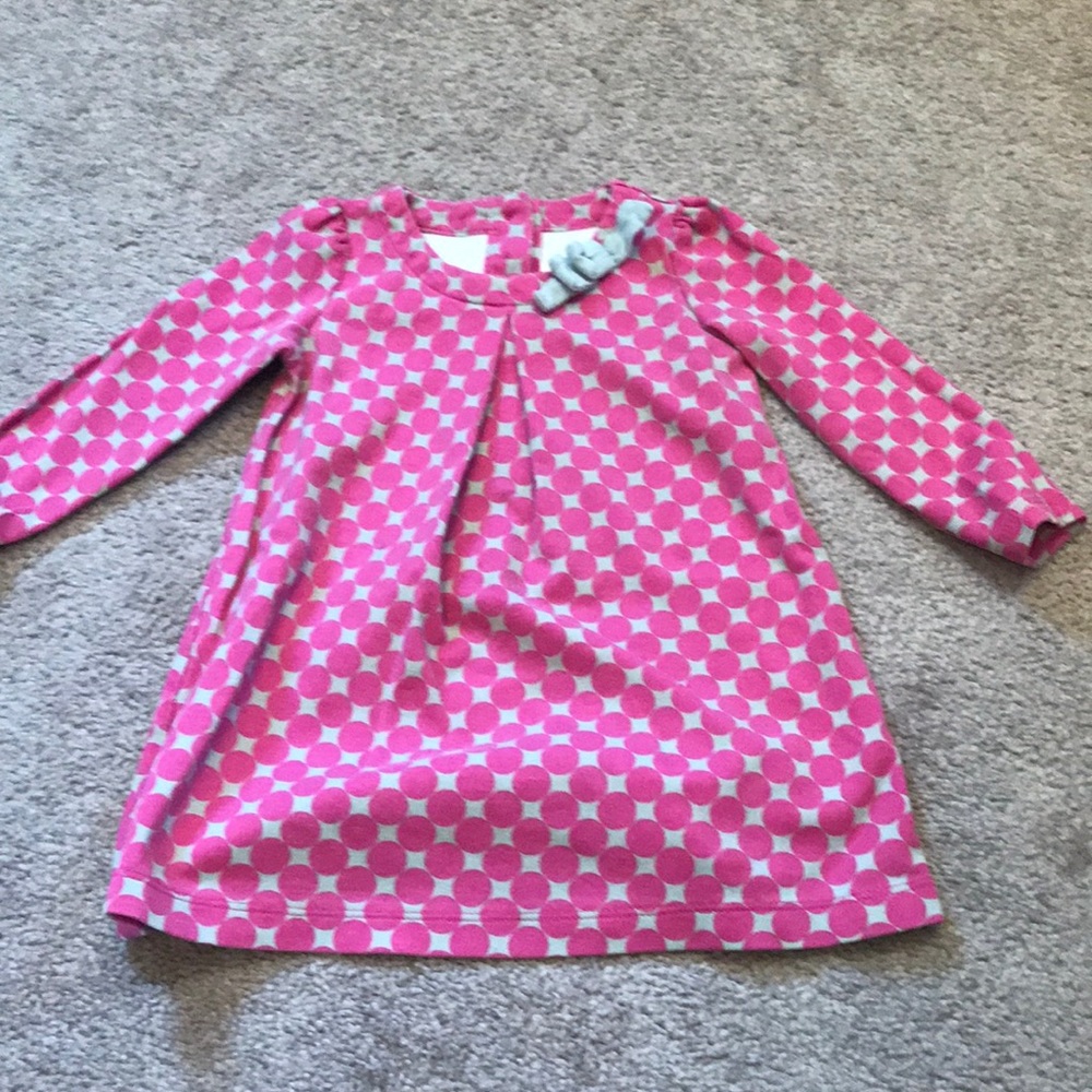Pink and grey dot dress - 18-24 months